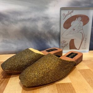 MYSTIQUE Gold and Brown Slip-On Mules SIZE 7 NWOB
